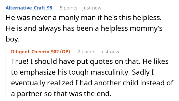 Reddit discussion featuring comments about masculinity and relationship issues related to revenge.