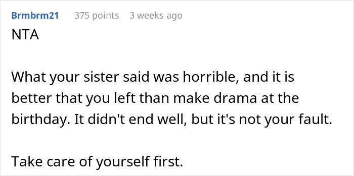 Comment discussing a hurtful remark about miscarriage, advising to prioritize self-care.