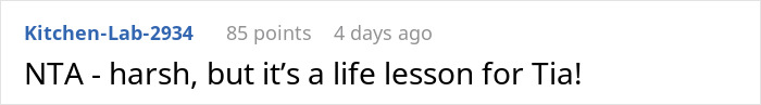 Reddit comment discussing a life lesson about a dad's ex-girlfriend.