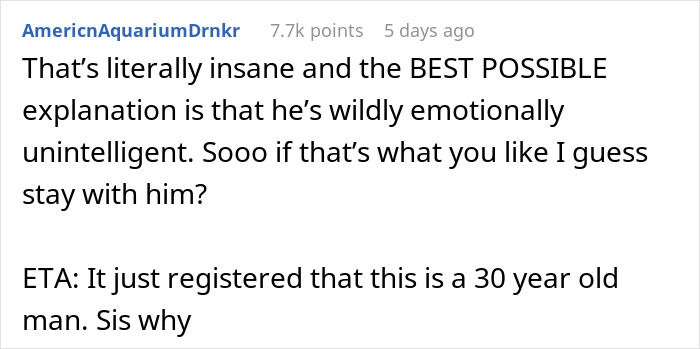 Comment discussing boyfriend gifted Pokémon cards for Christmas, questioning emotional intelligence.