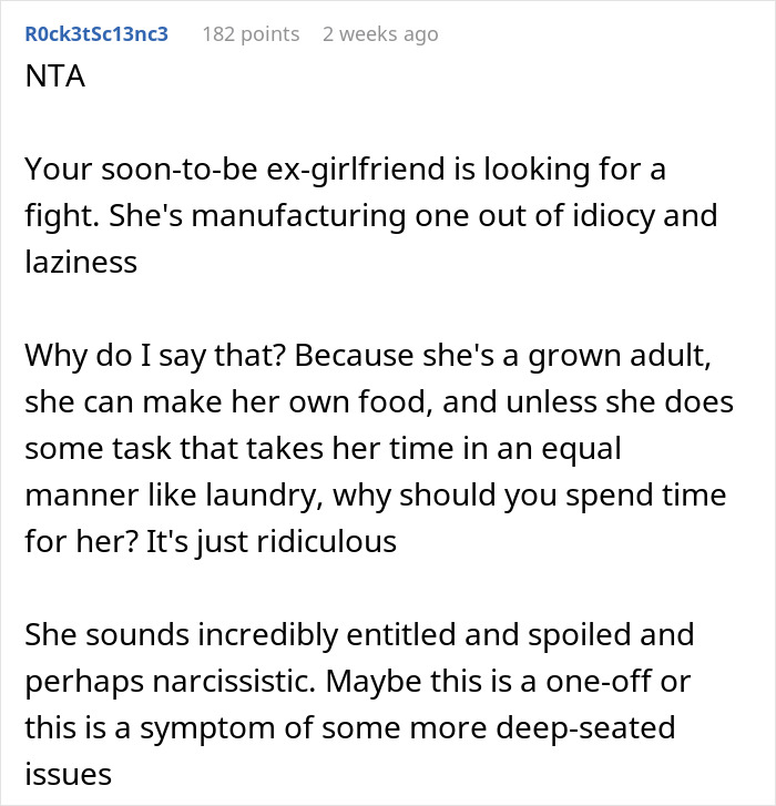 Reddit comment discussing vegetarian wife upset over meat-free meal prep situation.