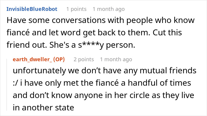 Reddit conversation about affair confession affecting a friendship and wedding involvement.