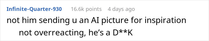 Comment discusses AI picture inspiration and overreacting concerns.