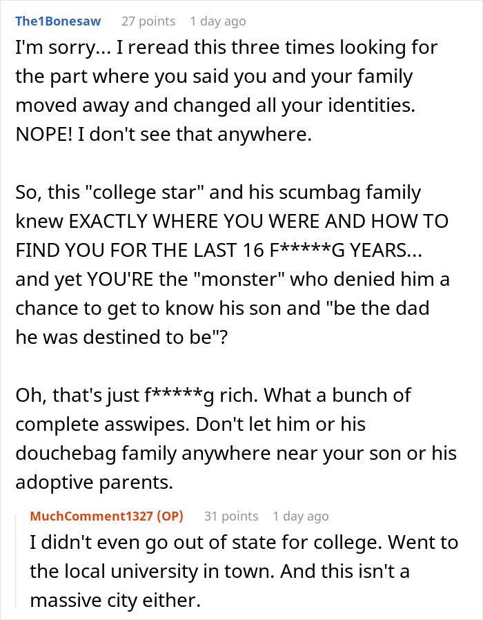 Reddit comments discussing a teen dumping a pregnant girlfriend and later guilt-tripping her about adoption.