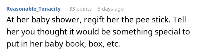 Reddit comment discussing pregnancy announcement as a Christmas gift.