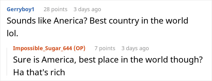 Reddit comments discussing America with sarcastic tones about store bonuses and managerial salaries.