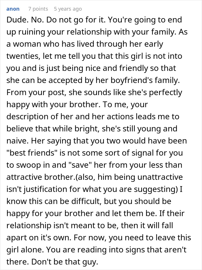 Man Thinks Brother’s Girlfriend Is Into Him, Learns The Hard Way She Isn’t: “You Need Therapy”