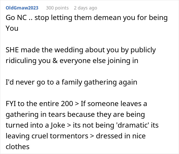 Social media comment about a wedding speech causing conflict where the sister left upset.