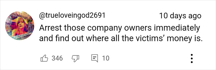 Comment expressing outrage over California tiny home fraud with 346 likes and replies.