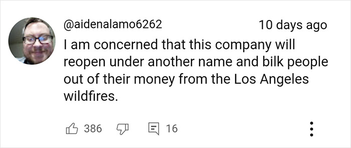 User comment expressing concern about fraud related to tiny home purchases in California.