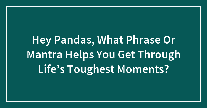 Hey Pandas, What Phrase Or Mantra Helps You Get Through Life’s Toughest Moments?