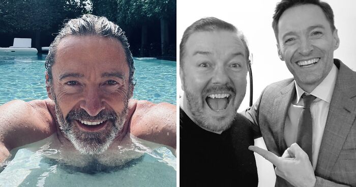 Hugh Jackman Brutally Roasted As Ricky Gervais Recreates His Shirtless Selfie