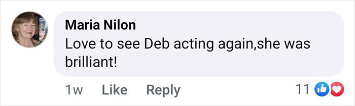 A Facebook comment praising Deborra-Lee Furness's acting talents.