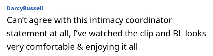 Comment on intimacy coordinator's opinion about "It Ends With Us" footage, expressing disagreement.