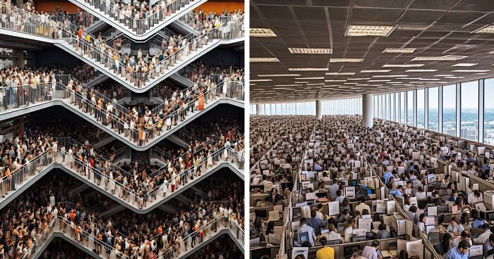 23 AI Images By Alkan Avcıoğlu Reflecting On How Overcrowded, Noisy, And Overwhelming Life Feels Today