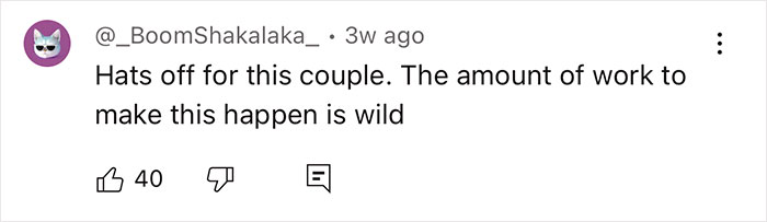 Comment praising a couple for building their own off-grid yurt.