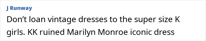 Text screenshot discussing Kylie Jenner's Golden Globes vintage dress issue.