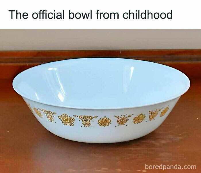 Gen X nostalgia: a white bowl with vintage floral pattern, reminiscent of childhood memories.