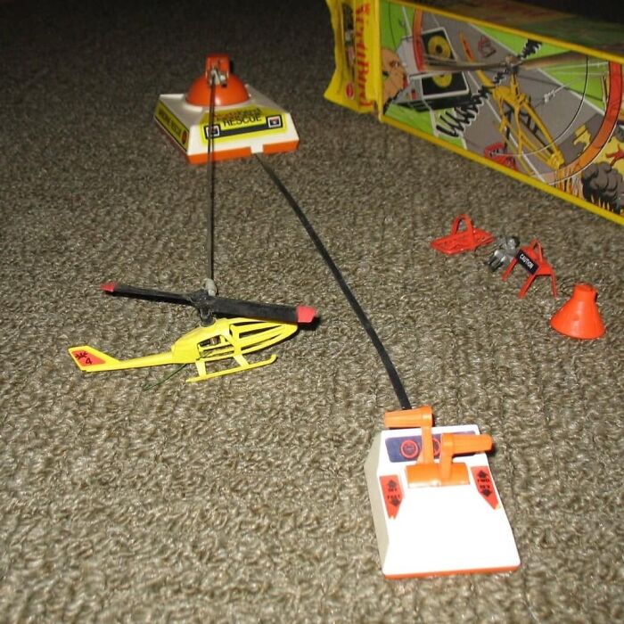 Vintage toy helicopter set, a nostalgic piece often appreciated by Generation X.