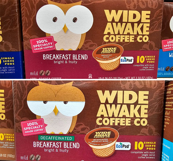 The Owl On The Regular Coffee vs. The Decaf Coffe