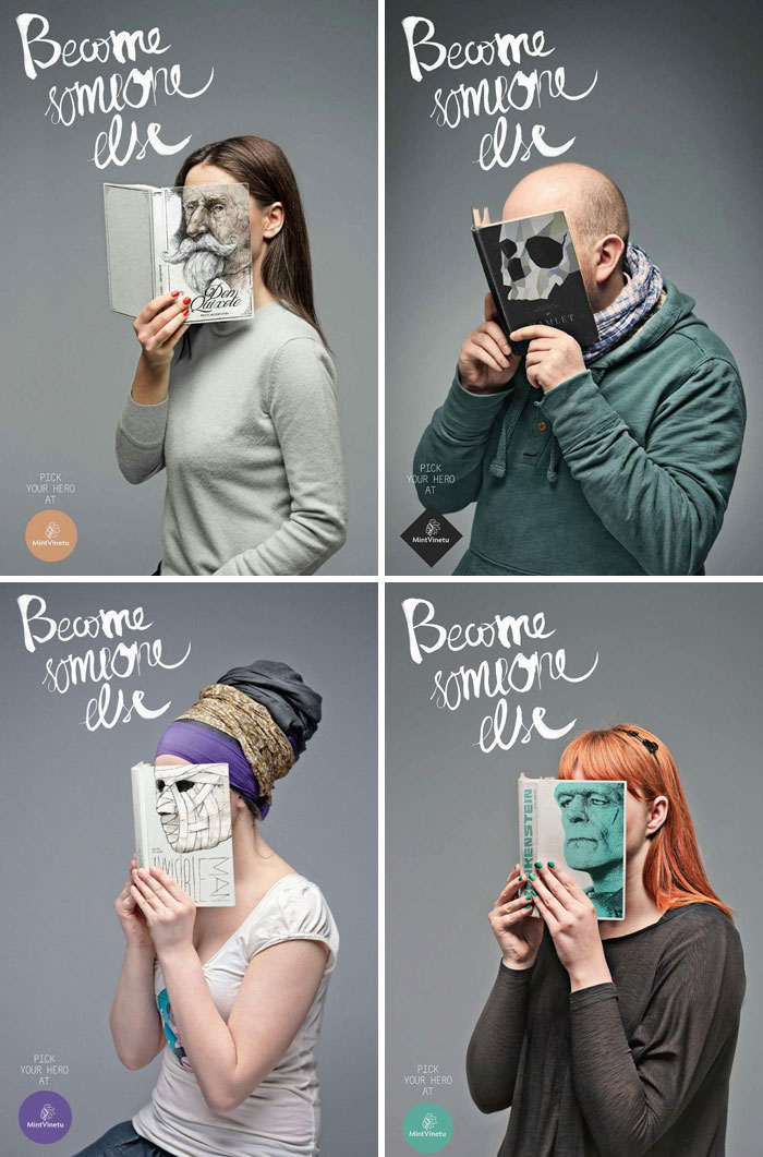 “Become Someone Else” Ads For The Mint Vinetu Bookstore, Lithuania