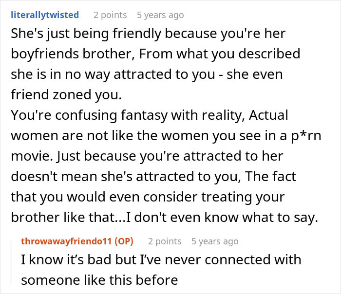 Man Thinks Brother’s Girlfriend Is Into Him, Learns The Hard Way She Isn’t: “You Need Therapy”