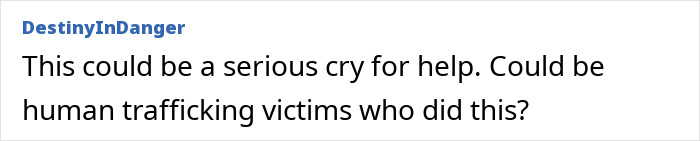 Text comment with conspiracy theory about mysterious "help" signs found on Google Earth.