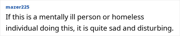 Comment discussing mysterious “Help” signs on Google Earth, expressing concern for potential mental illness or homelessness.