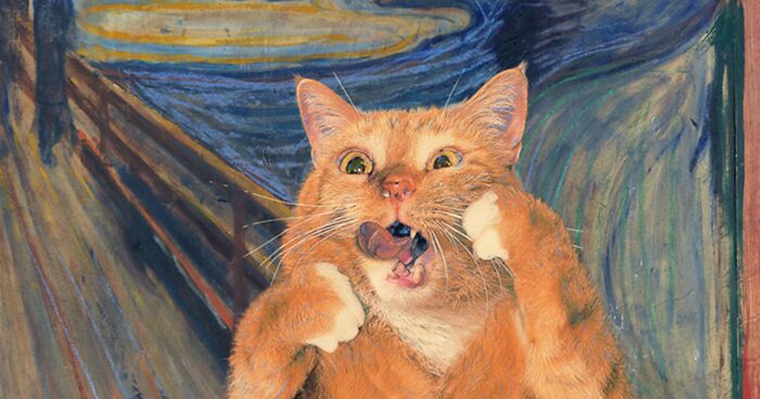 15 Classic Paintings Reimagined With A Fat Orange Cat, Inserted By His Owner (New Pics)