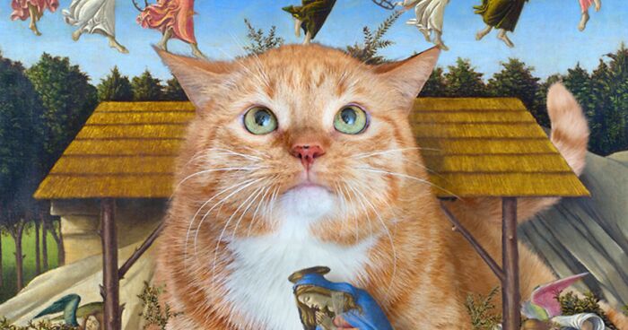 This Artist Includes Her Fat Orange Cat As The Main Star In Famous Classical Paintings (15 New Pics)