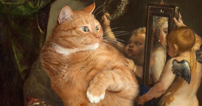 Famous Paintings Meet Fat Orange Cat: 15 Artworks Reimagined By This Artist (New Pics)