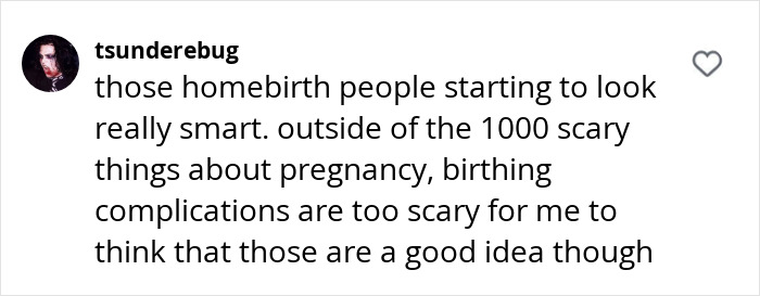 Comment discussing homebirths and hospital bills for babies.