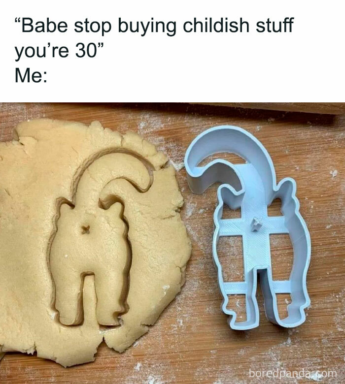 Cookie dough with cat-shaped cutter, representing random yet hilarious meme humor.