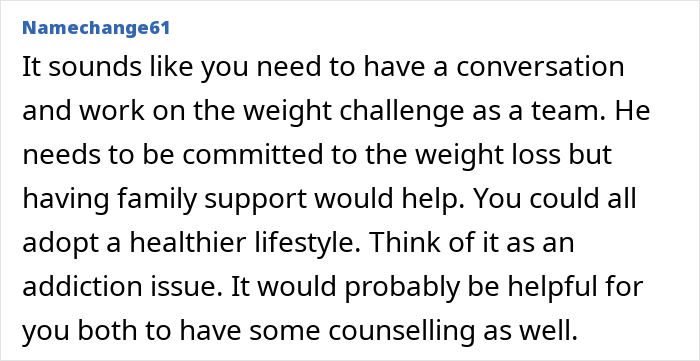 Text discussing support for overcoming weight challenges in relationships.