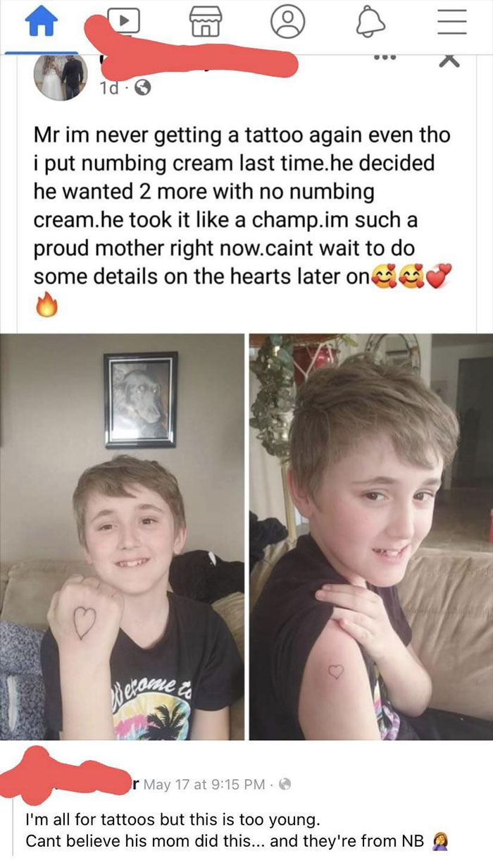 Child showing temporary heart tattoos, highlighting ignorant-parents' decision on young age tattooing.