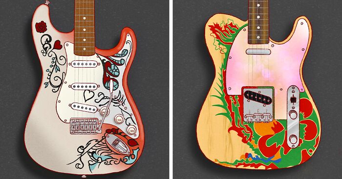 My 17 Illustrations Of Guitars Played By The World’s Most Legendary Guitarists