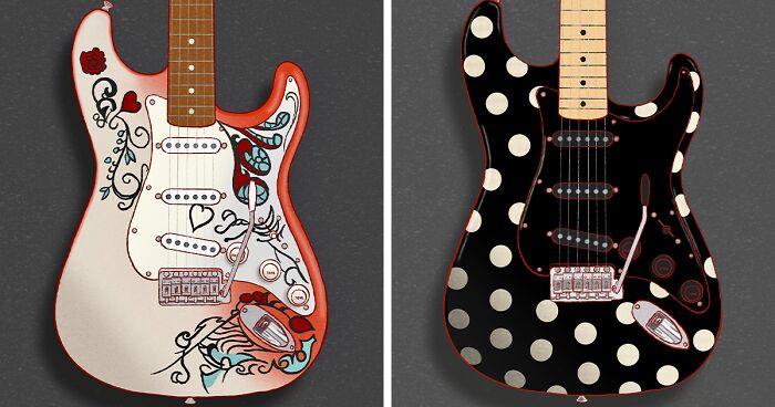 From Hendrix To Clapton: 17 Iconic Guitars That I Illustrated