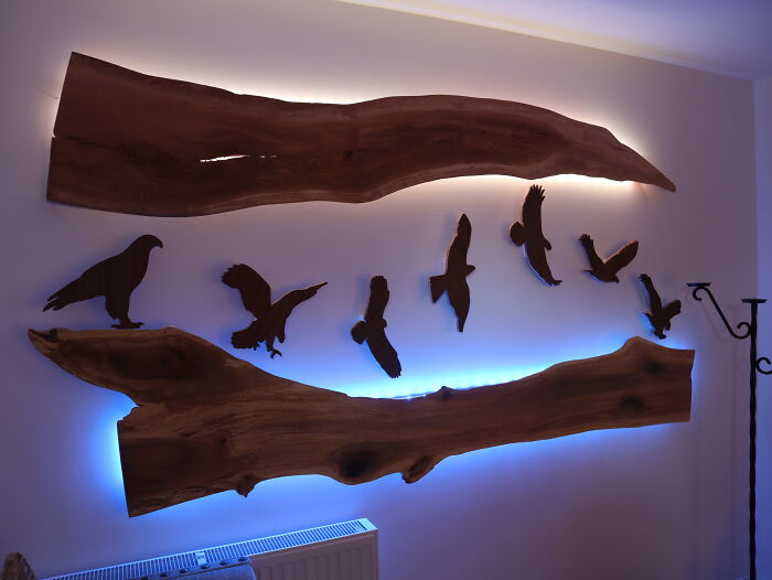 "Taking Flight": Handcrafted Artwork Made From Walnut Wood