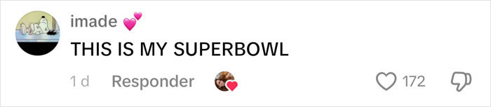 Comment on dramatic wedding dress with veil, expressing excitement with "THIS IS MY SUPERBOWL" and heart emoji reaction.