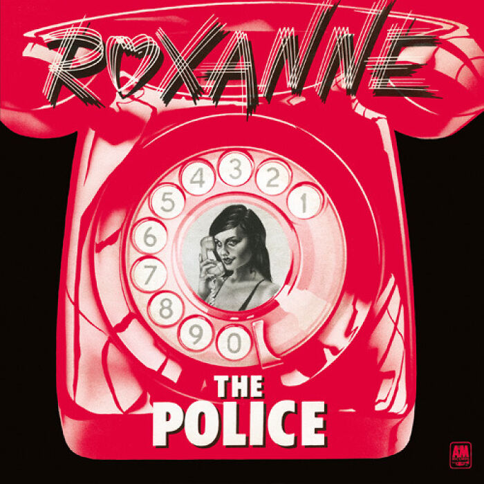 Album cover for "Roxanne" by The Police, featuring a retro rotary phone design, representing popular '70s songs.