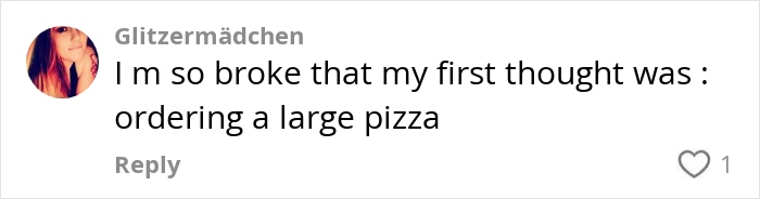 Comment on lottery wins humor, mentioning ordering a large pizza.