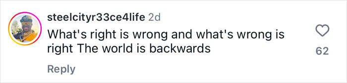 Comment on social media discussing perspectives with the quote "What's right is wrong and what's wrong is right.