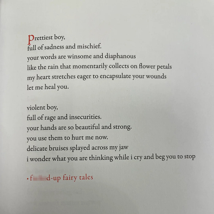 Poem by Megan Fox displaying emotional themes of sadness and violence.