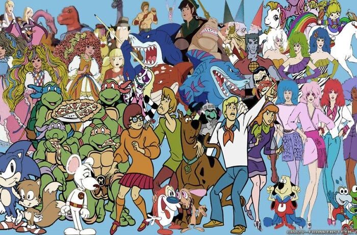 Collage of iconic TV show characters, showcasing diverse animation styles and nostalgic elements.