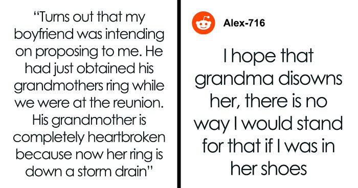 Woman's Future MIL Ruins Engagement Plans And Throws Ring In Storm Drain, She's Had Enough