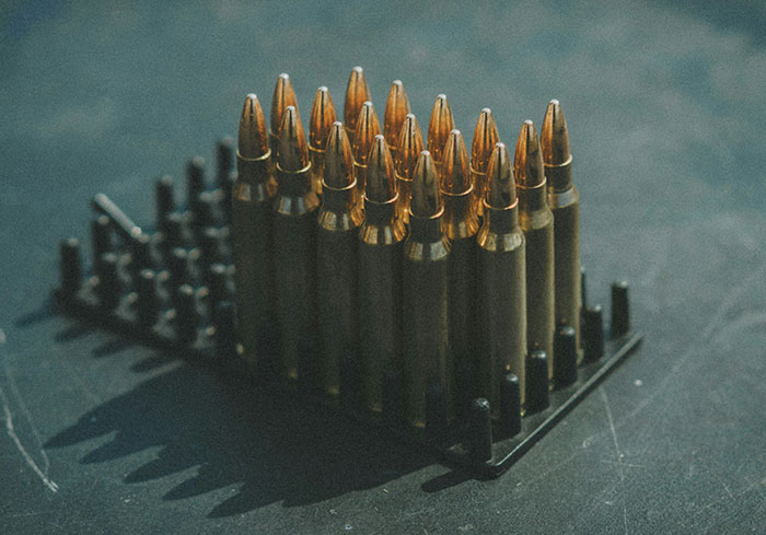 Bullets on a rack, representing a concept normal to US citizens but unfathomable to Europeans.