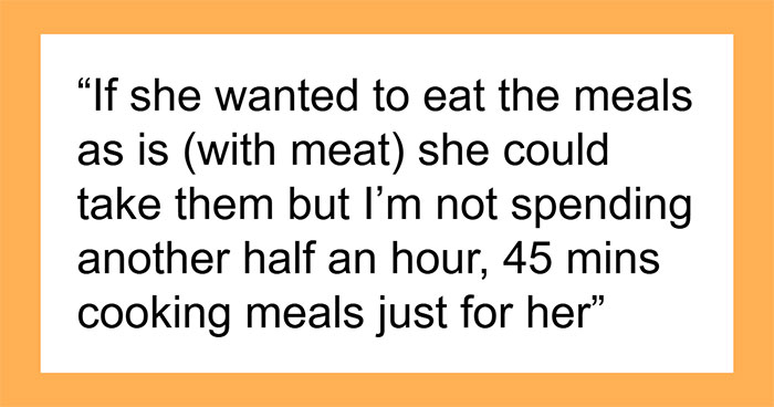 “She Stormed Out”: Vegetarian Wife Gets Upset When Husband Won’t Make Meat-Free Meal Prep