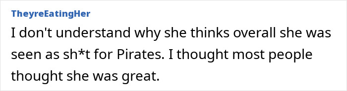 Forum comment reacting to Keira Knightley's view on her role in Pirates of the Caribbean.