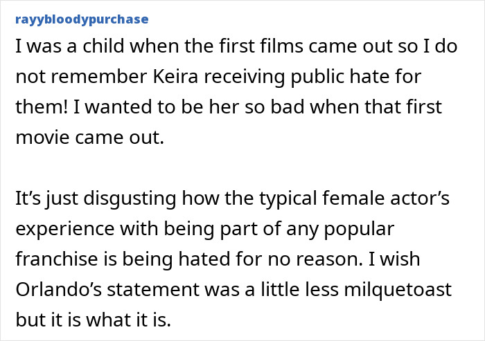 Comment on Orlando Bloom and Keira Knightley's roles in Pirates of the Caribbean.