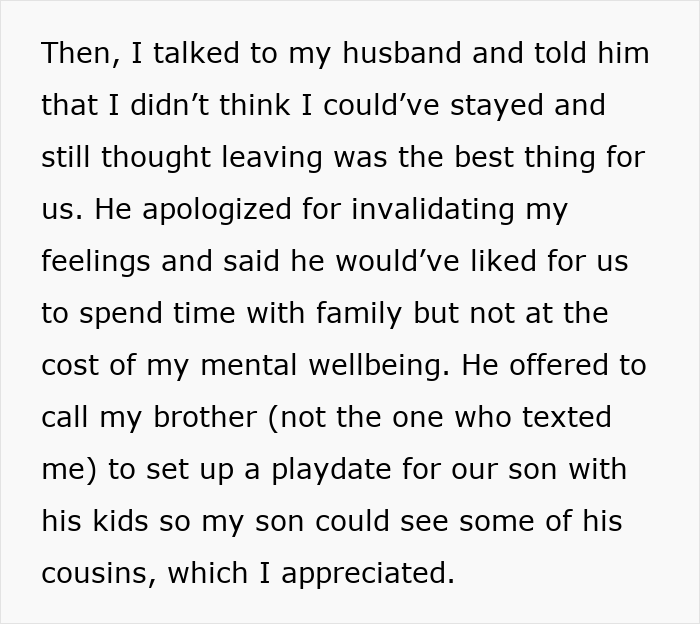 Text about a woman's emotional conversation with her husband after a sensitive family matter involving miscarriage.